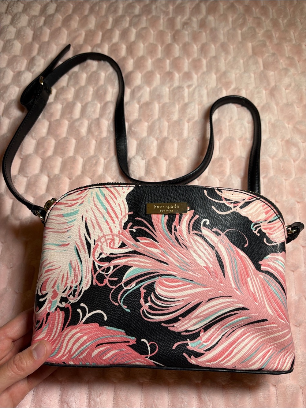 Kate Spade ♠️ Pink Feather Print Crossbody Bag